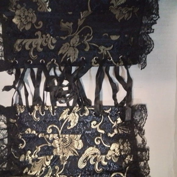 womans corset Chrismas Blue And Gold Style Size 5 K2 - Picture 4 of 4